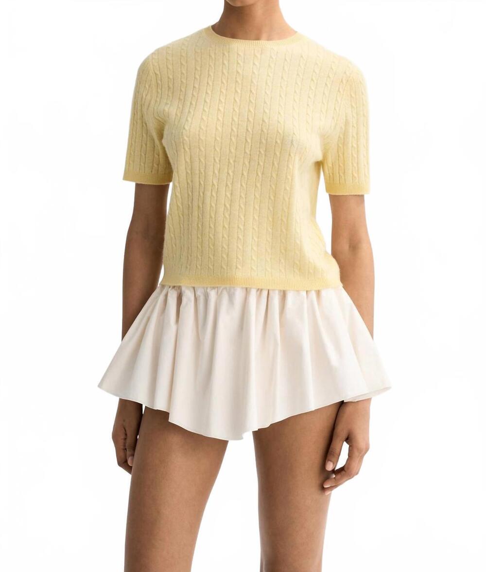 NEW SOFT GOAT cable knit top in honeydew yellow